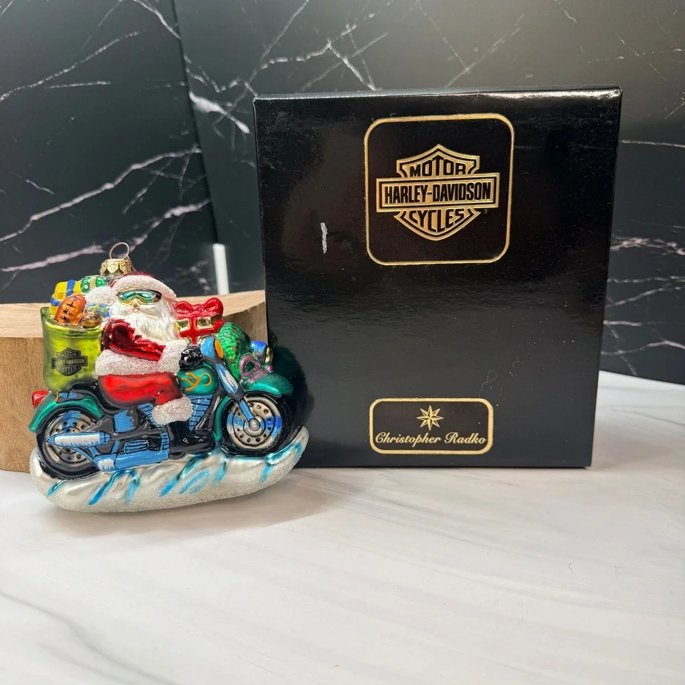 Harley-Davidson Christopher Radko Freewheelin Santa Glass Ornament 97-HAR-01